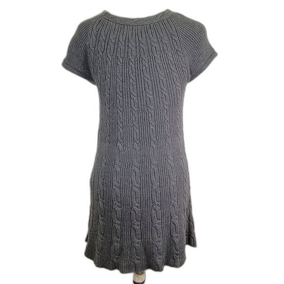 Attention dark gray sweater dress cap sleeves scoop neck cable knit size XS - Picture 2 of 4